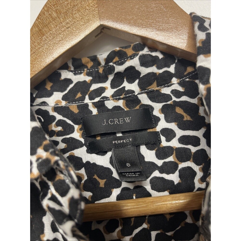 J. Crew Shirt Women’s Size 6 Button Down Leopard Print‎ Long Sleeve - Picture 2 of 5